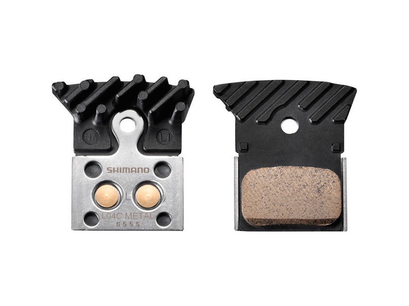 Shimano L04C disc brake pads, alloy backed with cooling fins, metal sintered click to zoom image