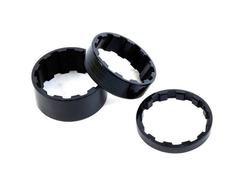 M Part Splined alloy headset spacers 1-1/8", 5/10/15 mm black, pack of 3 click to zoom image
