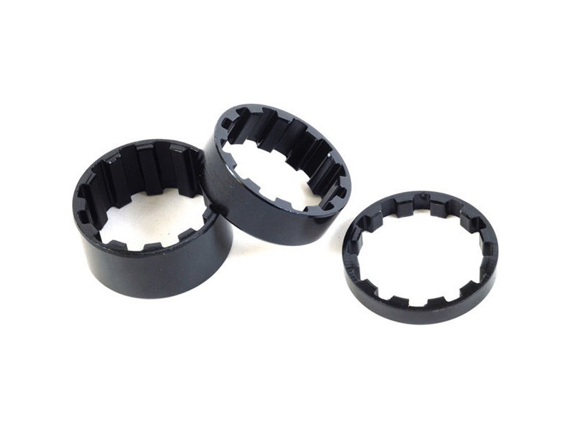 M Part Splined alloy headset spacers 1", 5/10/15 mm black, pack of 3 click to zoom image