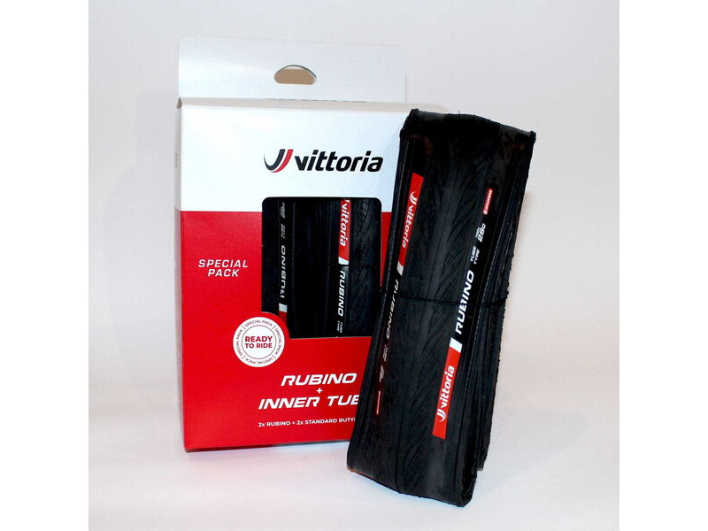Vittoria Rubino V 700x28c Folding Full Black Twin Pack with 2 x Innertubes click to zoom image