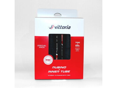 Vittoria Rubino V 700x28c Folding Full Black Twin Pack with 2 x Innertubes click to zoom image